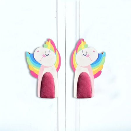 Handcrafted Acacia Wood Pink Unicorn Handle Pair